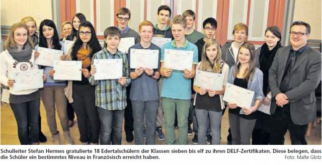 Übergabe DELF-Zertifikate Foto: M. Glotz