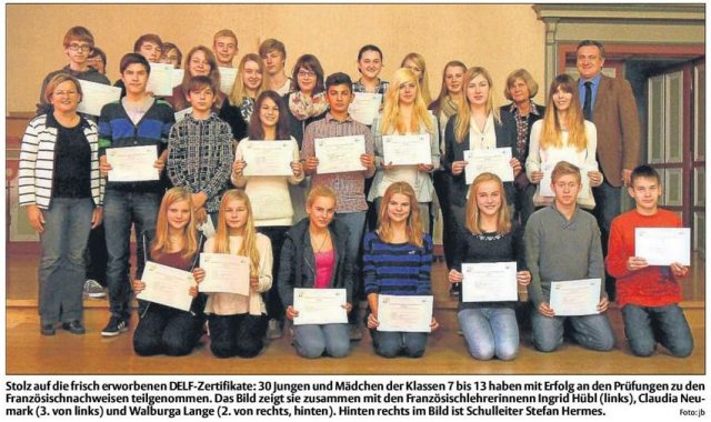 DELF Prüfung 2013 Foto: J. Becker