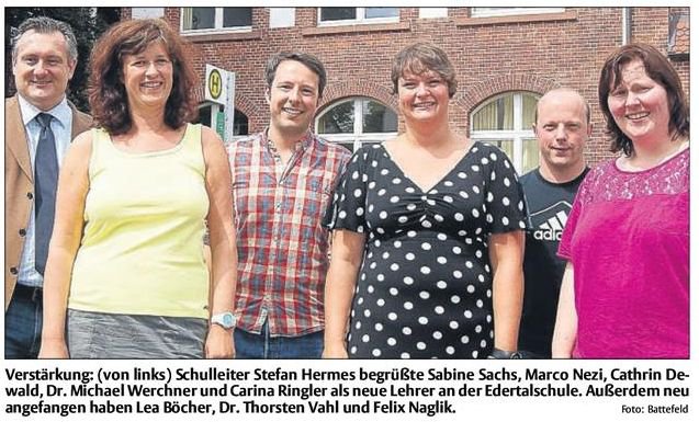 Neue Lehrkräfte 2013 Foto: S. Battefeld