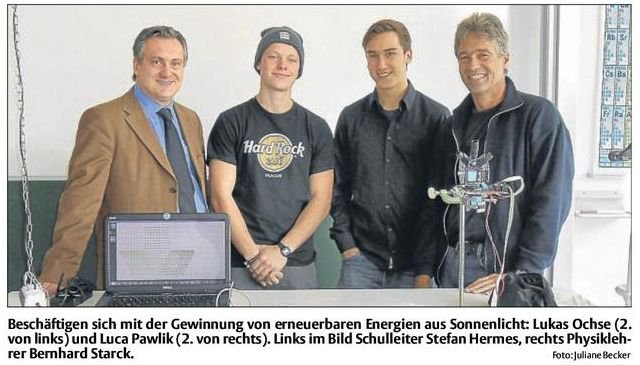 Sonnenenergie Projekt Foto: J. Becker