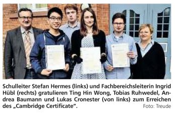 Cambridge Certificate 2014 Foto: Treude