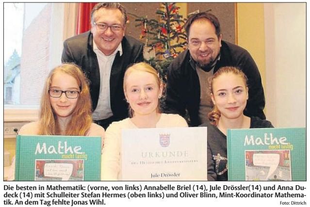 Sieger Mathewettbewerb Jg 8 Foto: Dittrich