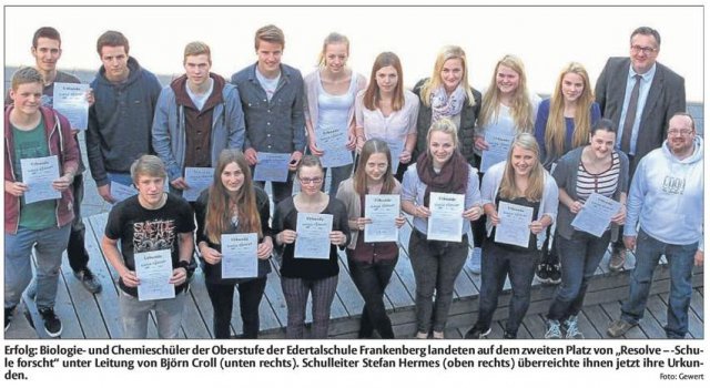 Wettbewerb Resolve - Schule forscht Foto: Gewert