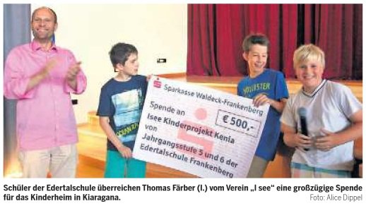 Spendenübergabe Kenia Foto: A. Dippel